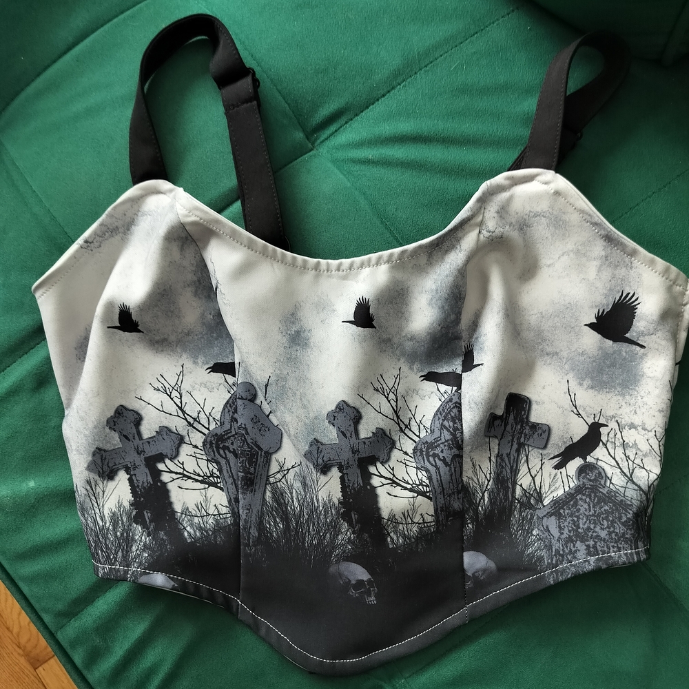 Gothic Black and Gray Crop Top